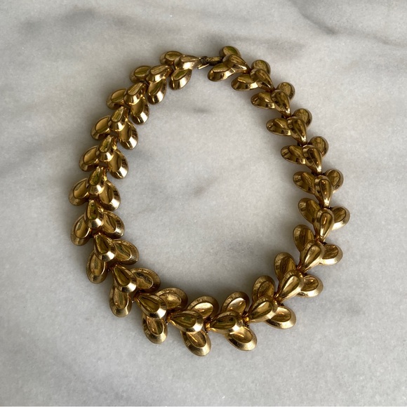Monet Jewelry - VINTAGE • Monet Necklace Gold Tone 80s Statement Chain Bold Oversized Choker